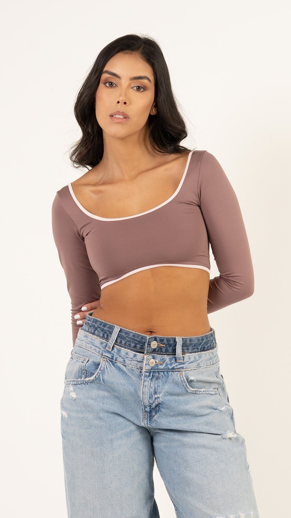 Crop top Monserrat color chocolate para mujer