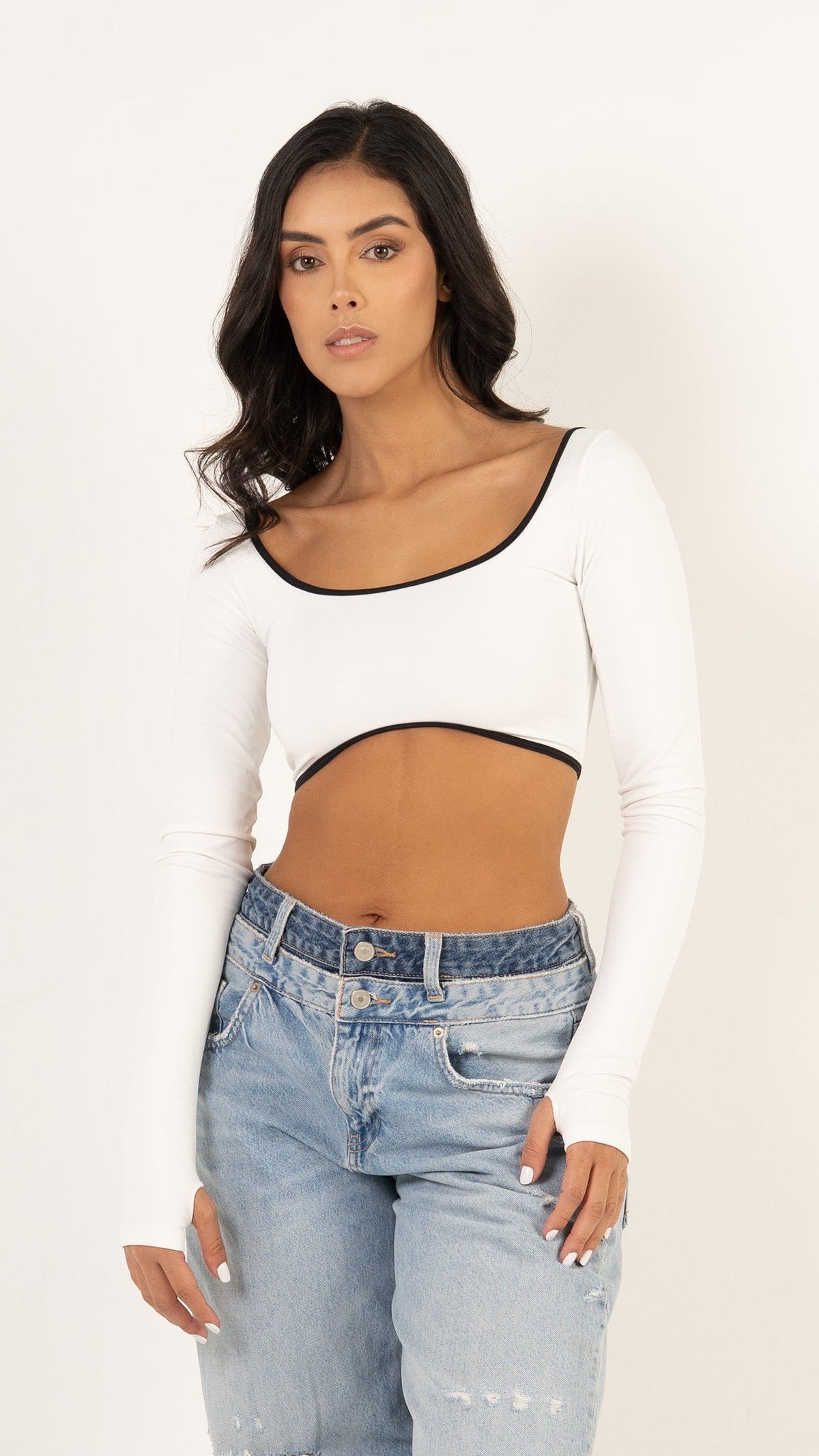 Crop top Monserrat color azul para mujer