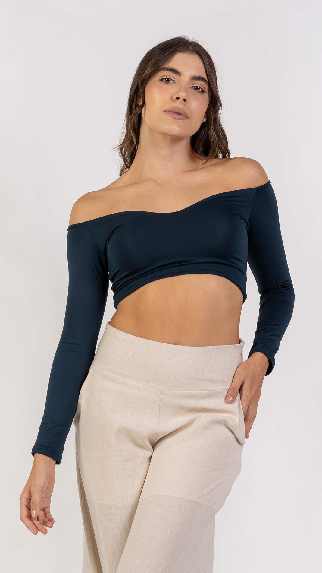 Crop top Diamond color petroleo para mujer