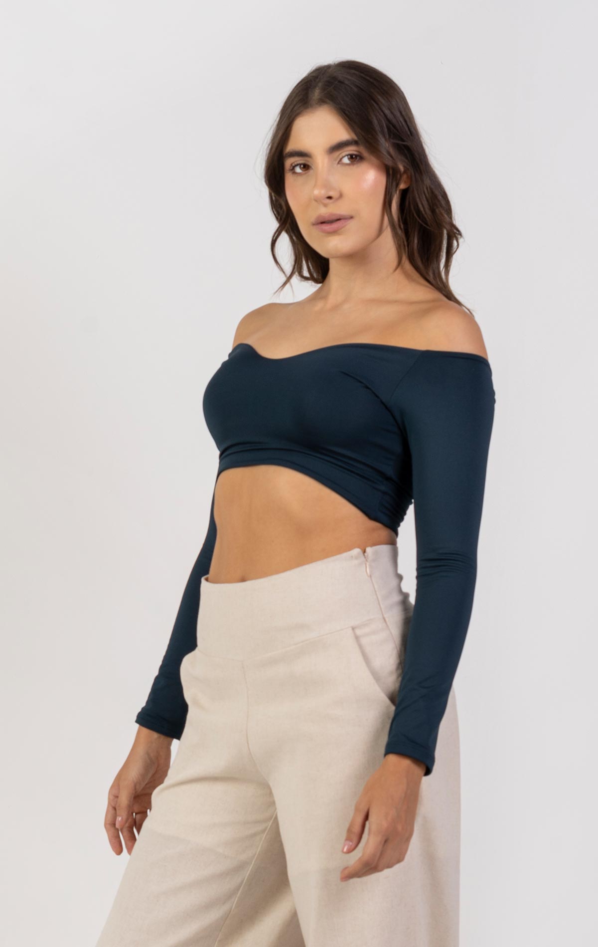 Crop top Diamond color lila para mujer