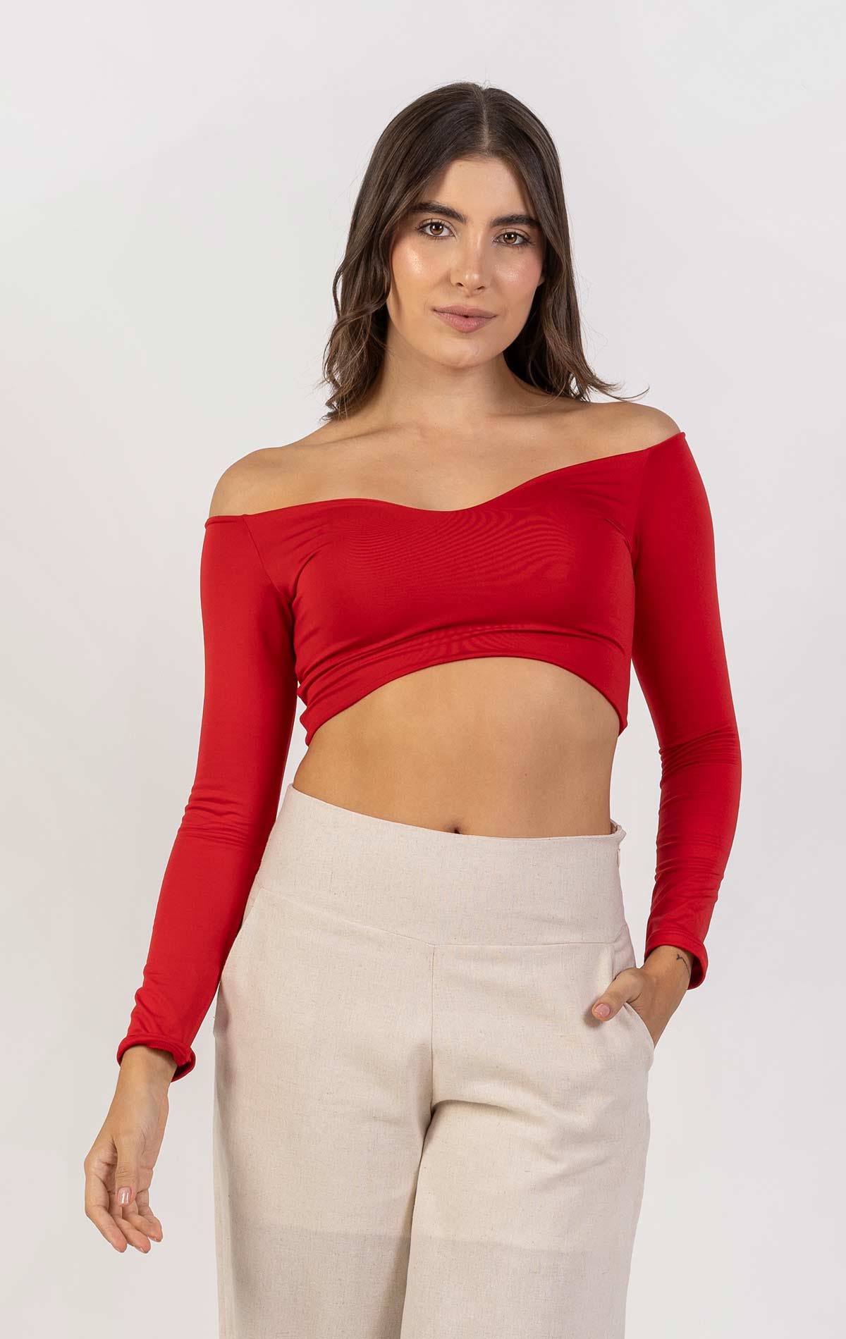 Crop top Diamond color nude para mujer