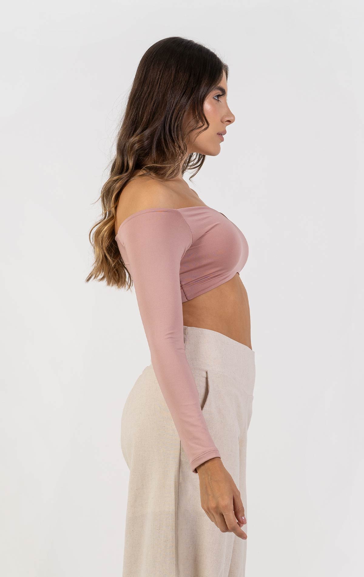Crop top Diamond color nude para mujer