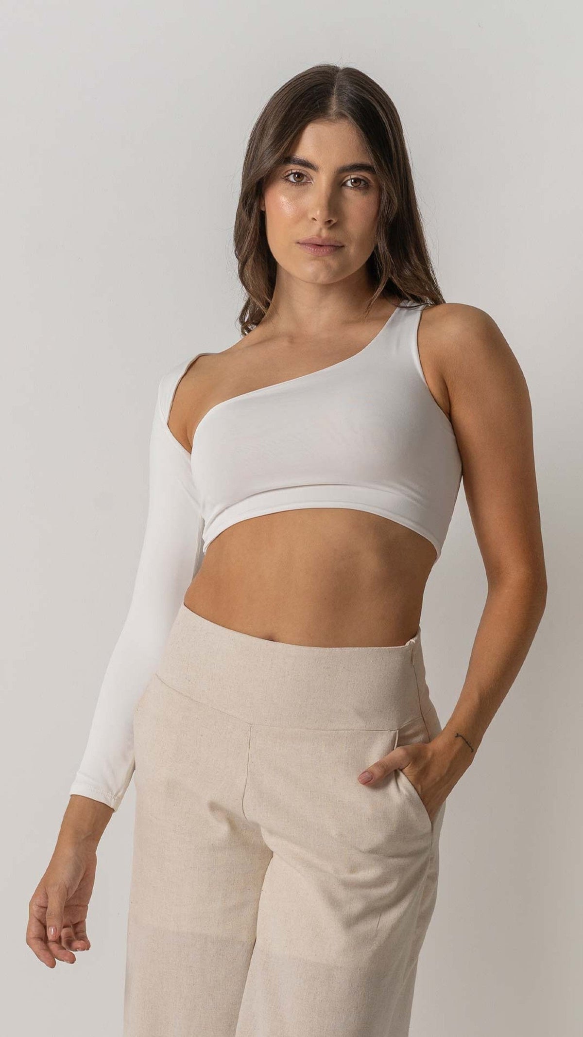 Crop Top Emma color marfil para mujer